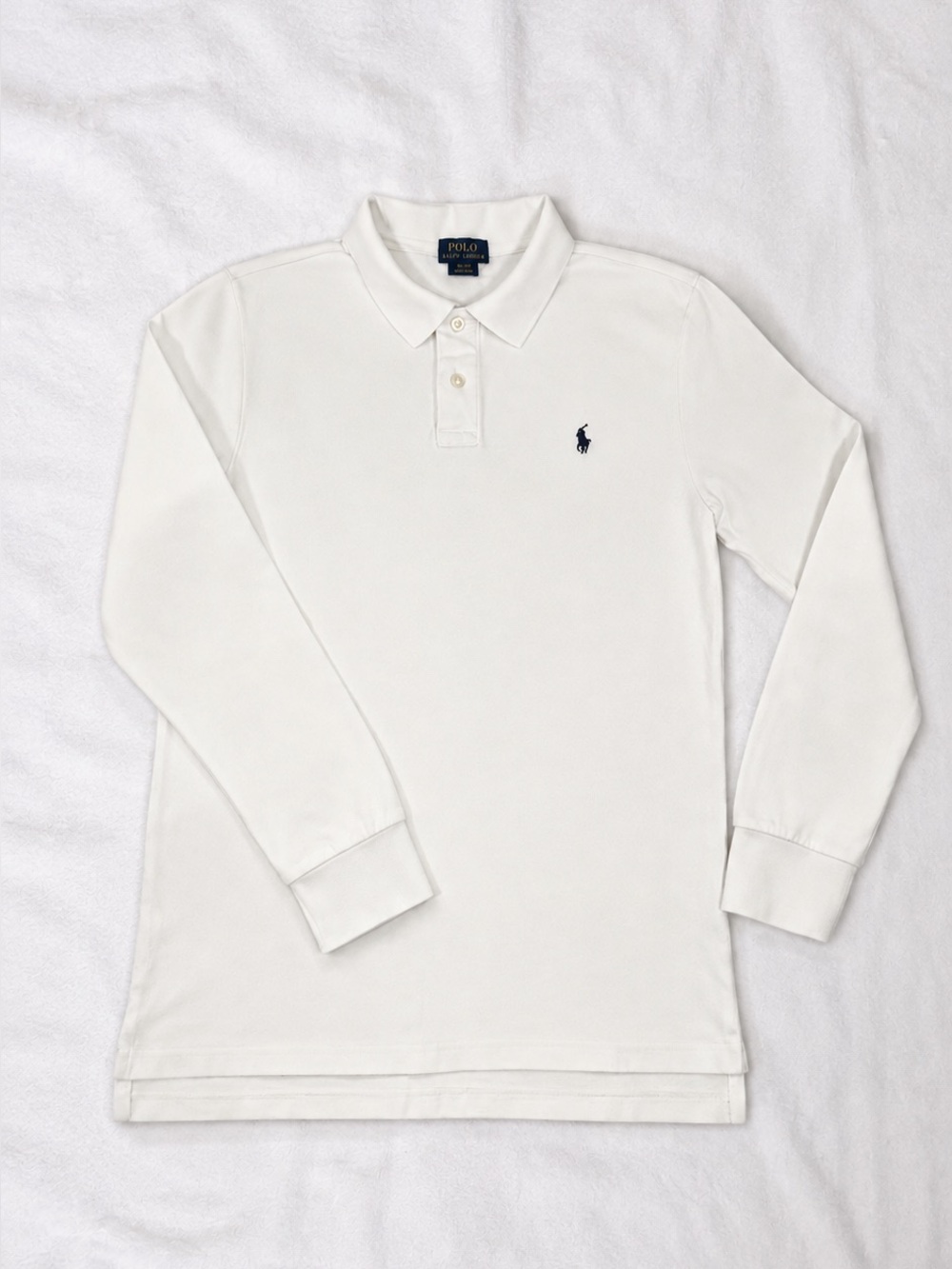 Polo by Ralph Lauren Kids White Long-Sleeve Polo with Navy Pony
